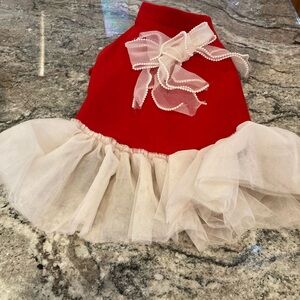 Red Dog Dress with White Tulle Skirt